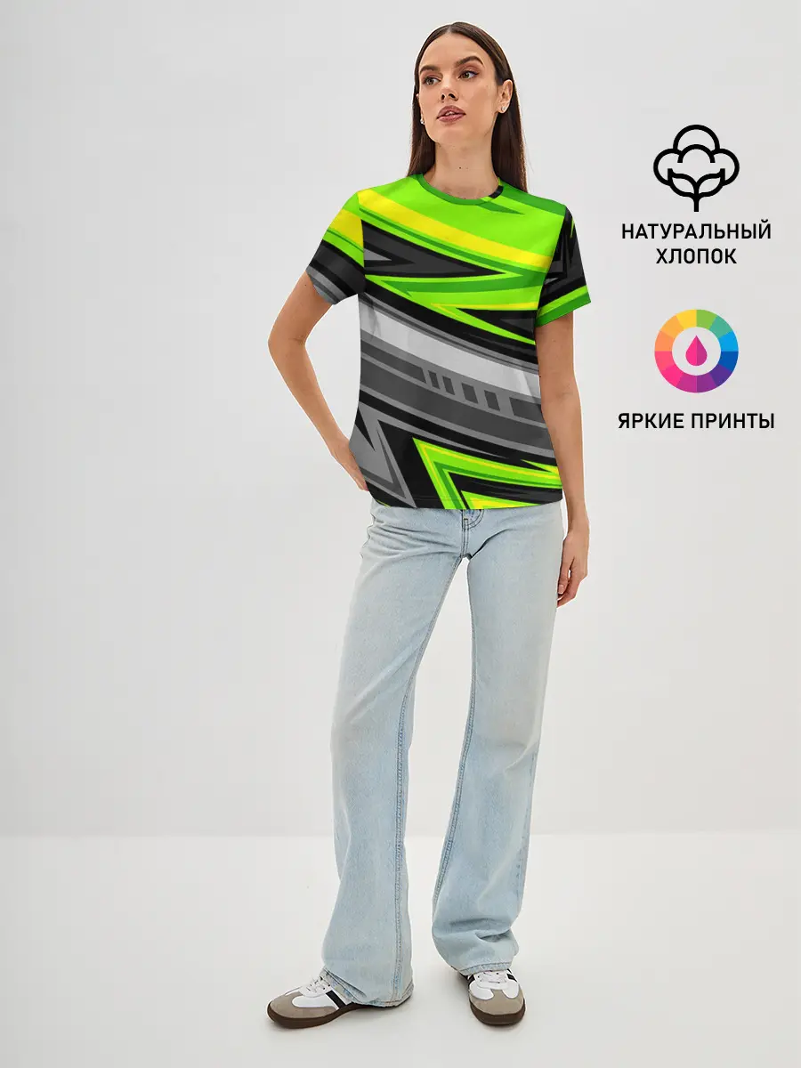 Женская базовая футболка / Зеленые линии