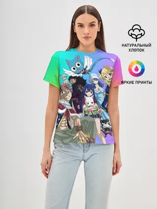 Женская базовая футболка / Fairy Tail rainbow