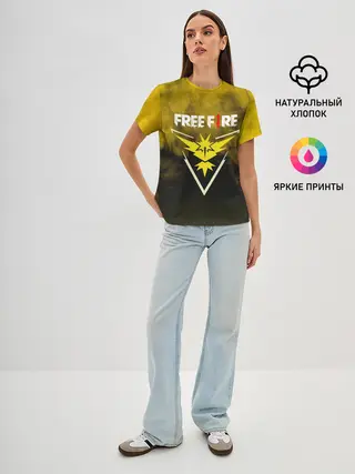 Женская базовая футболка / FREEFIRE | YELLOW SMOKE
