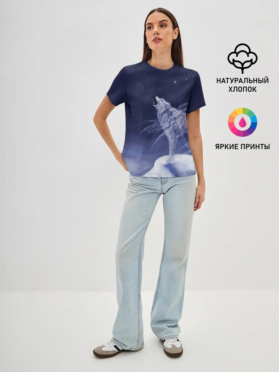 Женская базовая футболка / WOLF WHITE