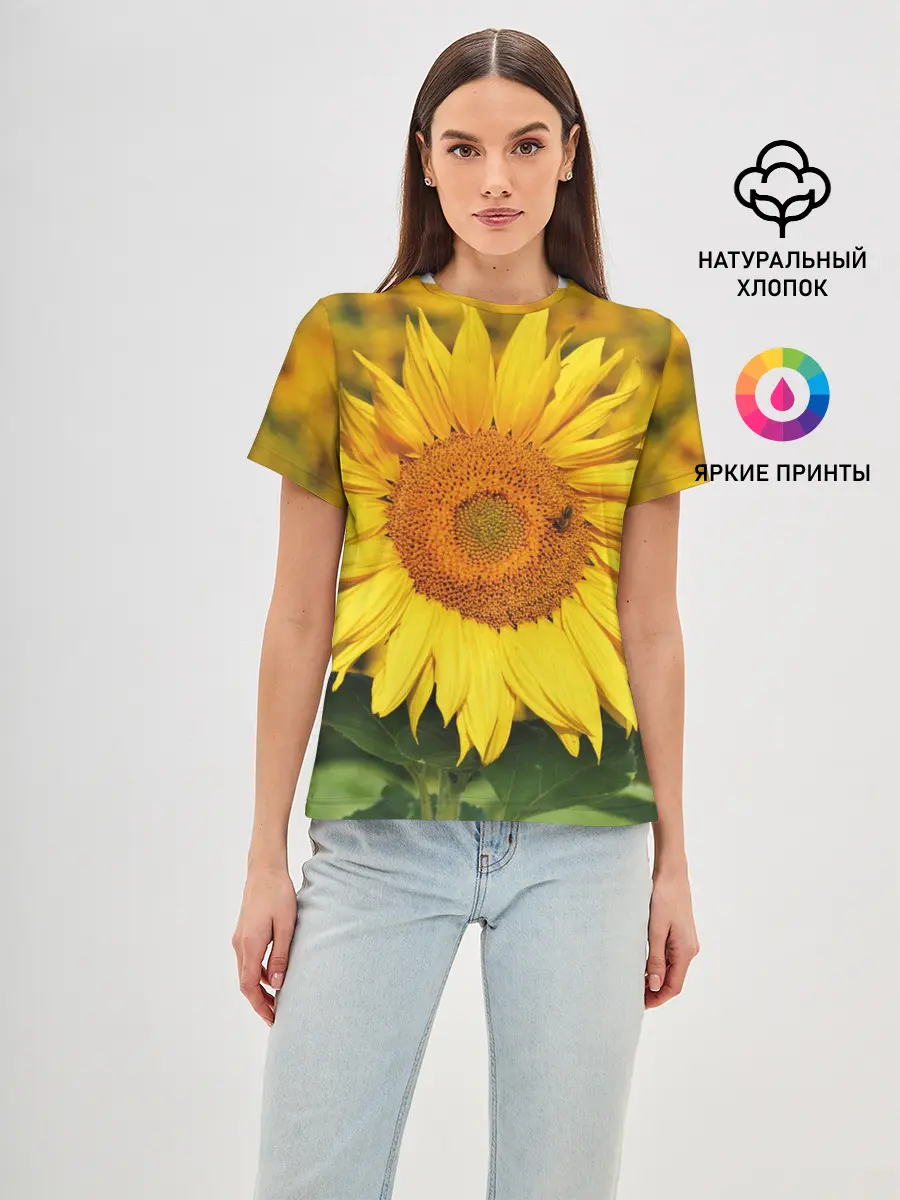 Женская базовая футболка / Подсолнух
