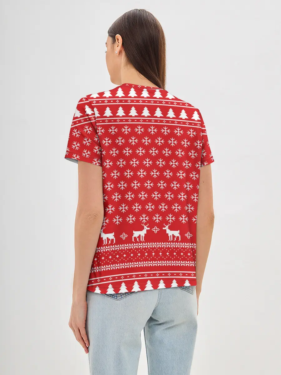 Женская базовая футболка / СВИТЕР С ОЛЕНЯМИ