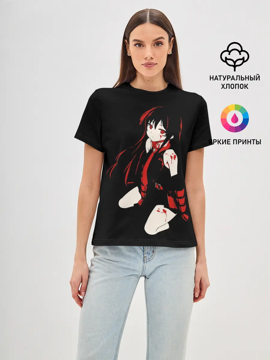 Женская базовая футболка / Убийца Акаме на черном фоне