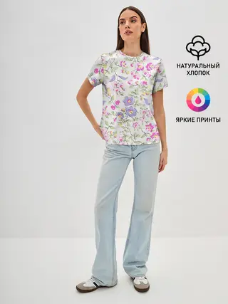 Женская базовая футболка / Яркие весенние цветы