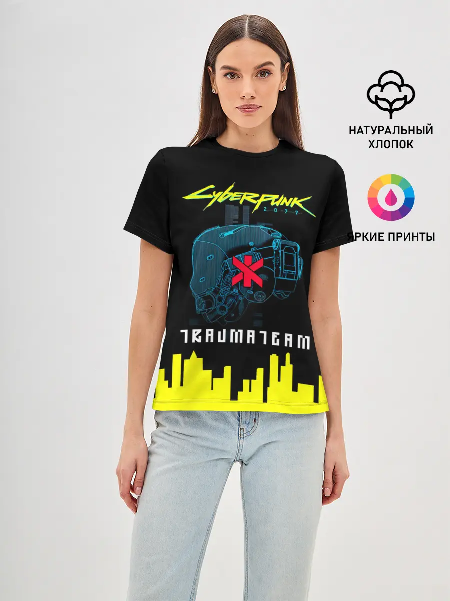 Женская базовая футболка / TRAUMA TEAM Cyberpunk 2077