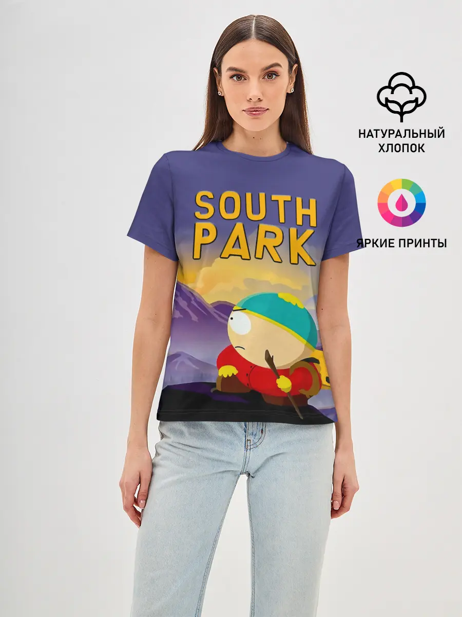Женская базовая футболка / Эпичный Картман в горах | Южный Парк
