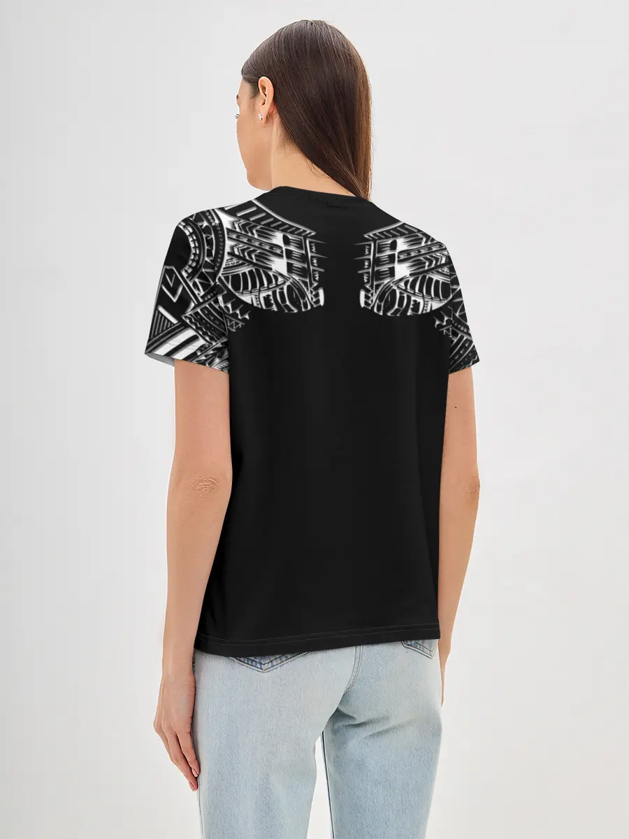 Женская базовая футболка / Узор в стиле маори / полинезия