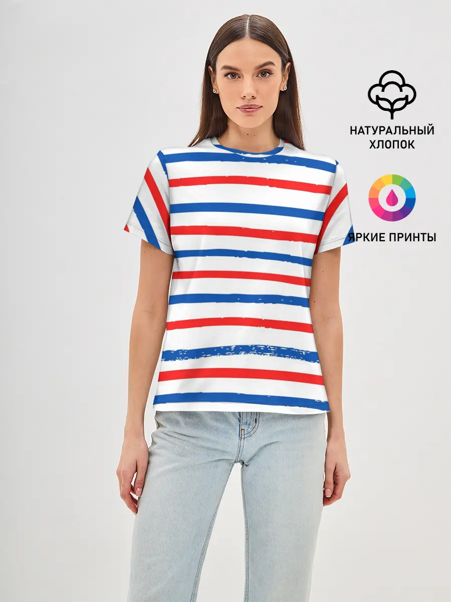 Женская базовая футболка / Морская полоска