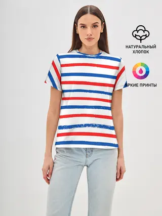 Женская базовая футболка / Морская полоска