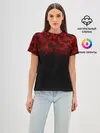 Женская базовая футболка / BLACK RED CAMO | RED MILLITARY