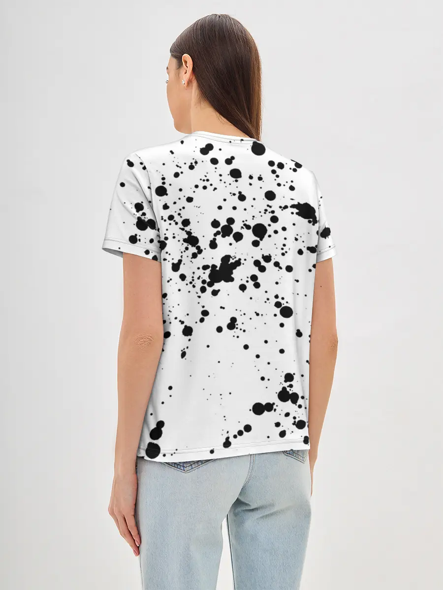 Женская базовая футболка / Далматинец - брызги чёрными пятнами
