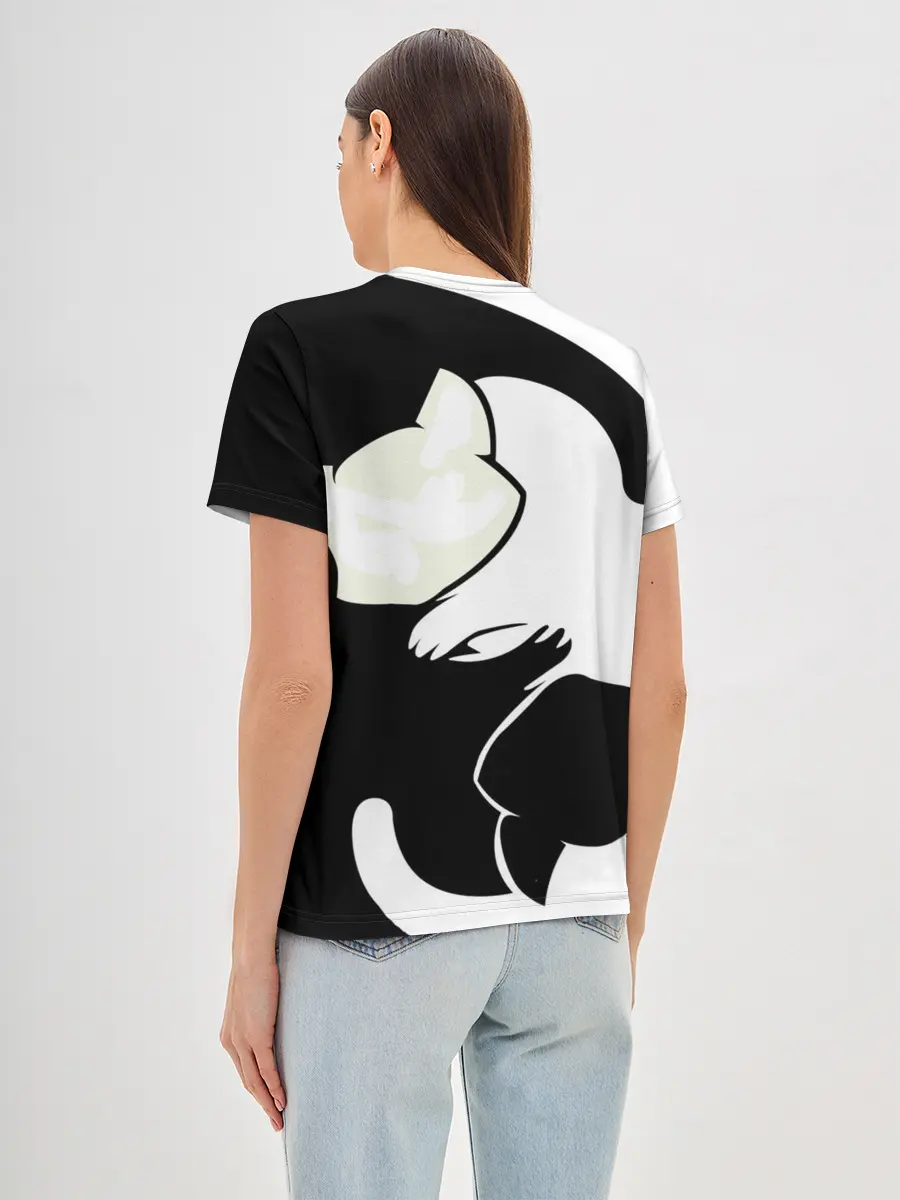 Женская базовая футболка / Инь и Янь котики