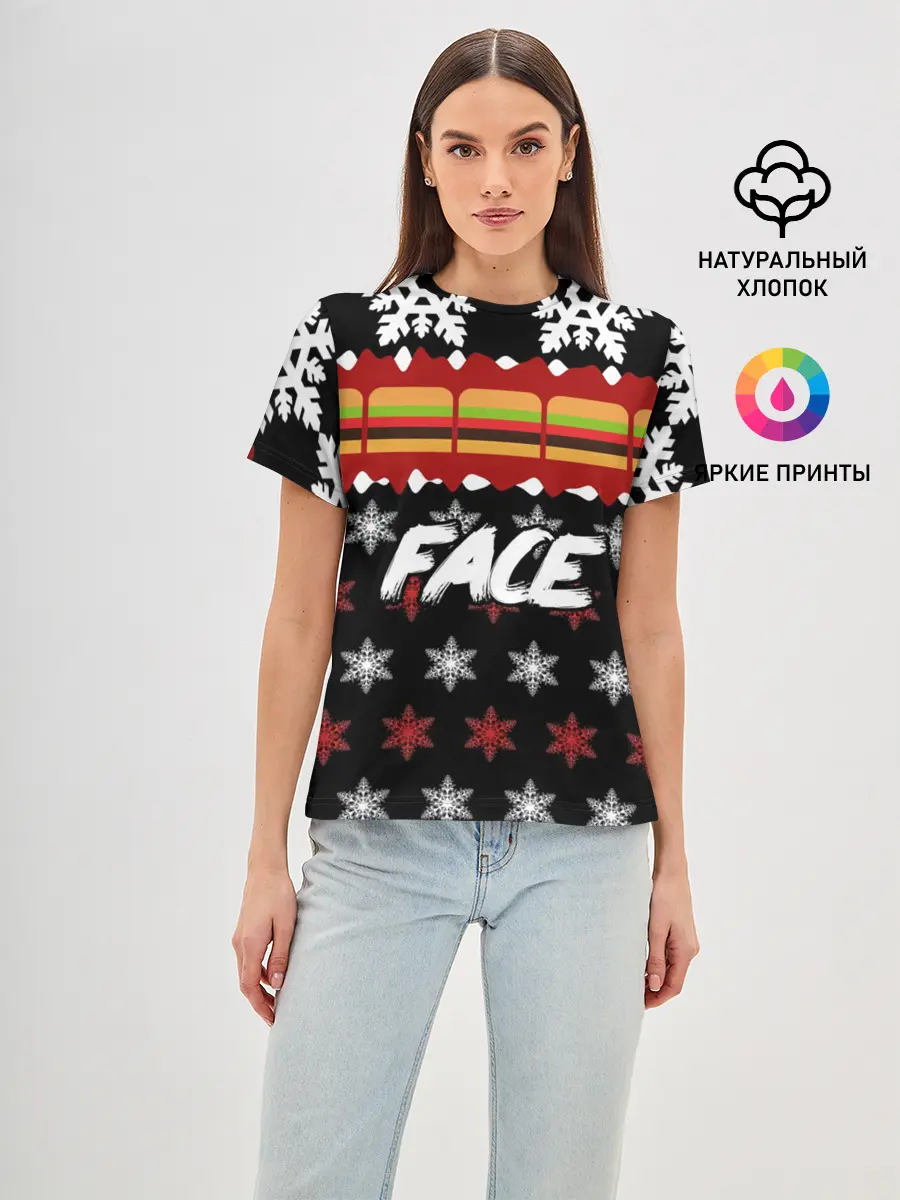 Женская базовая футболка / Праздничный Face