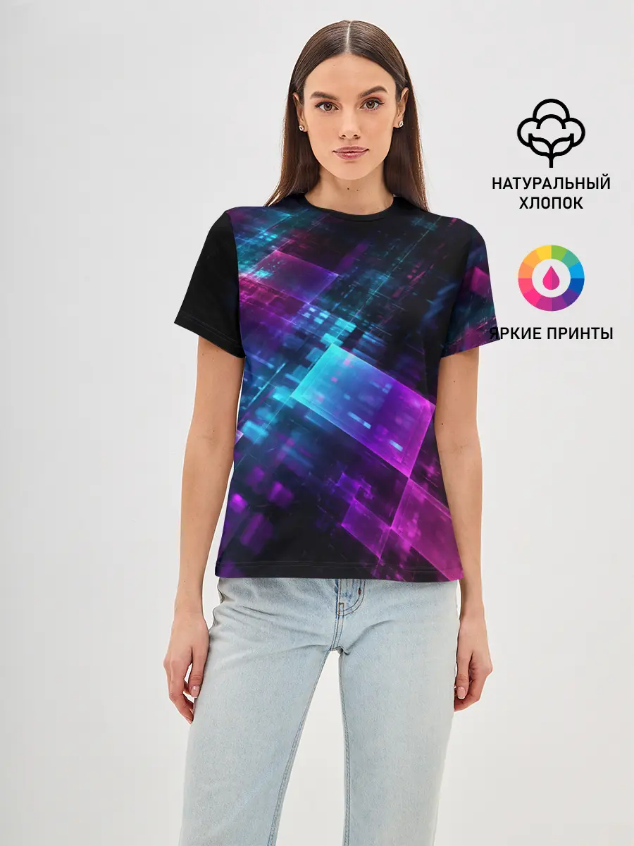 Женская базовая футболка / НЕОНОВАЯ АБСТРАКЦИЯ