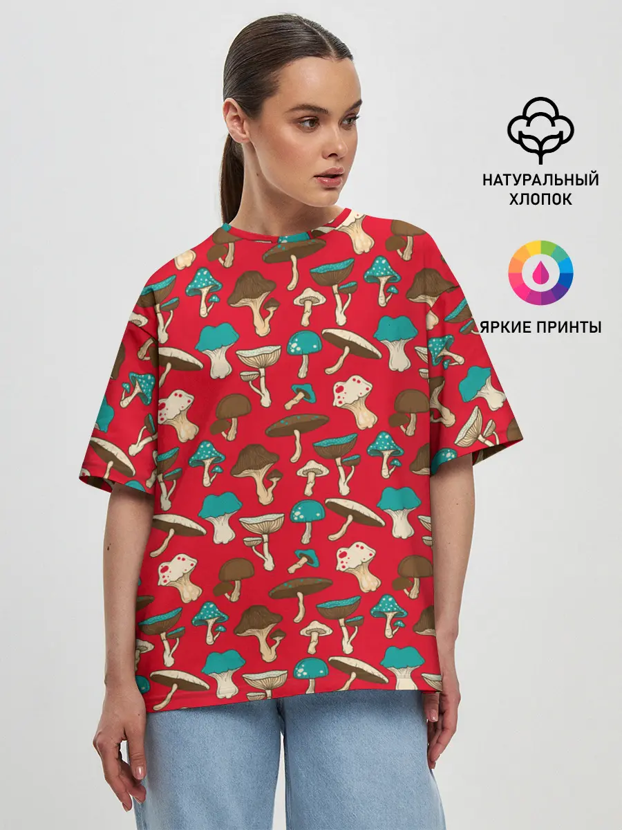 Женская футболка оверсайз / Грибы