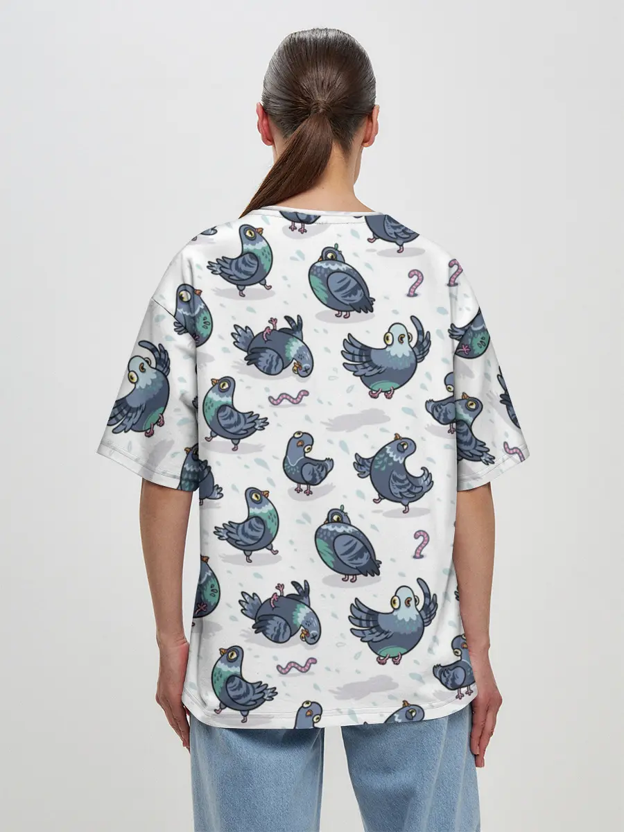 Женская футболка оверсайз / Голуби