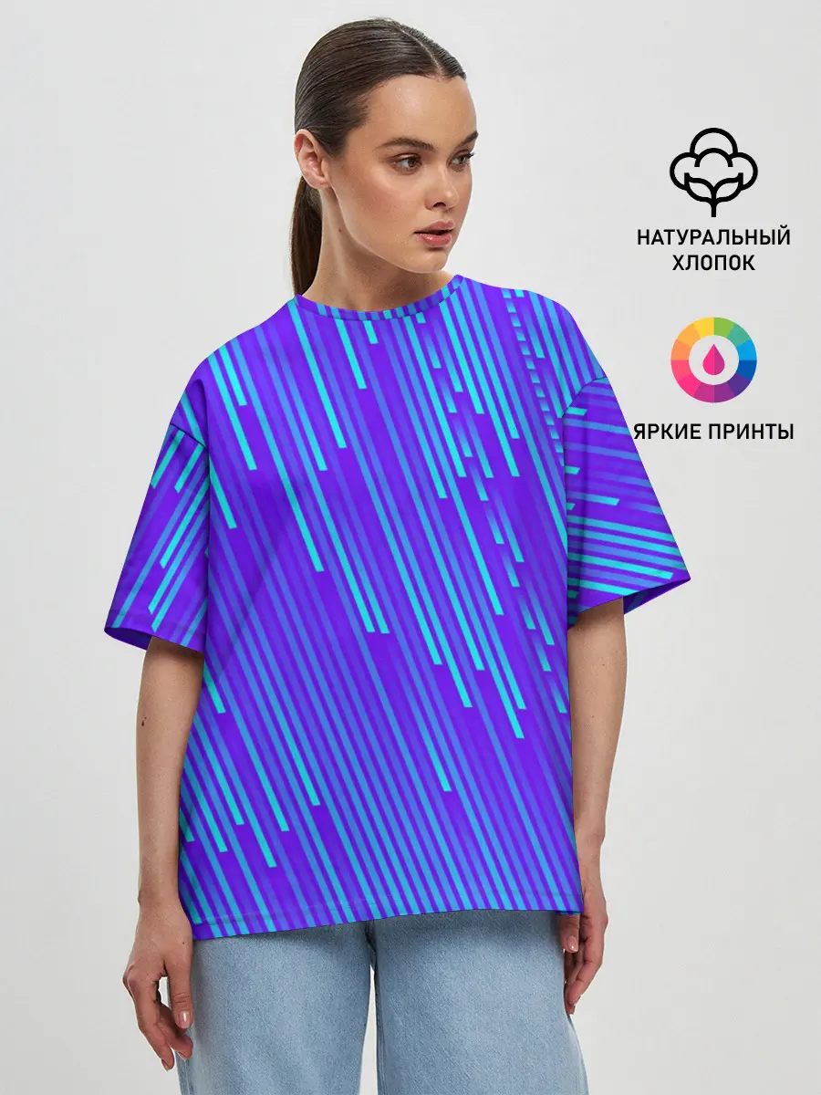 Женская футболка оверсайз / Неоновые Линии