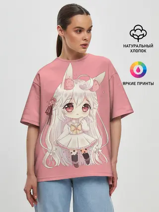 Женская футболка оверсайз / Неко тян