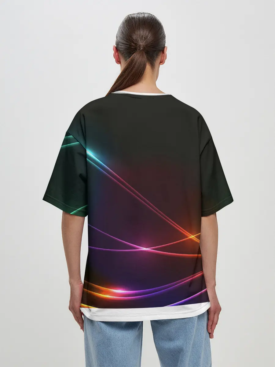 Женская футболка оверсайз / Неоновые Линии