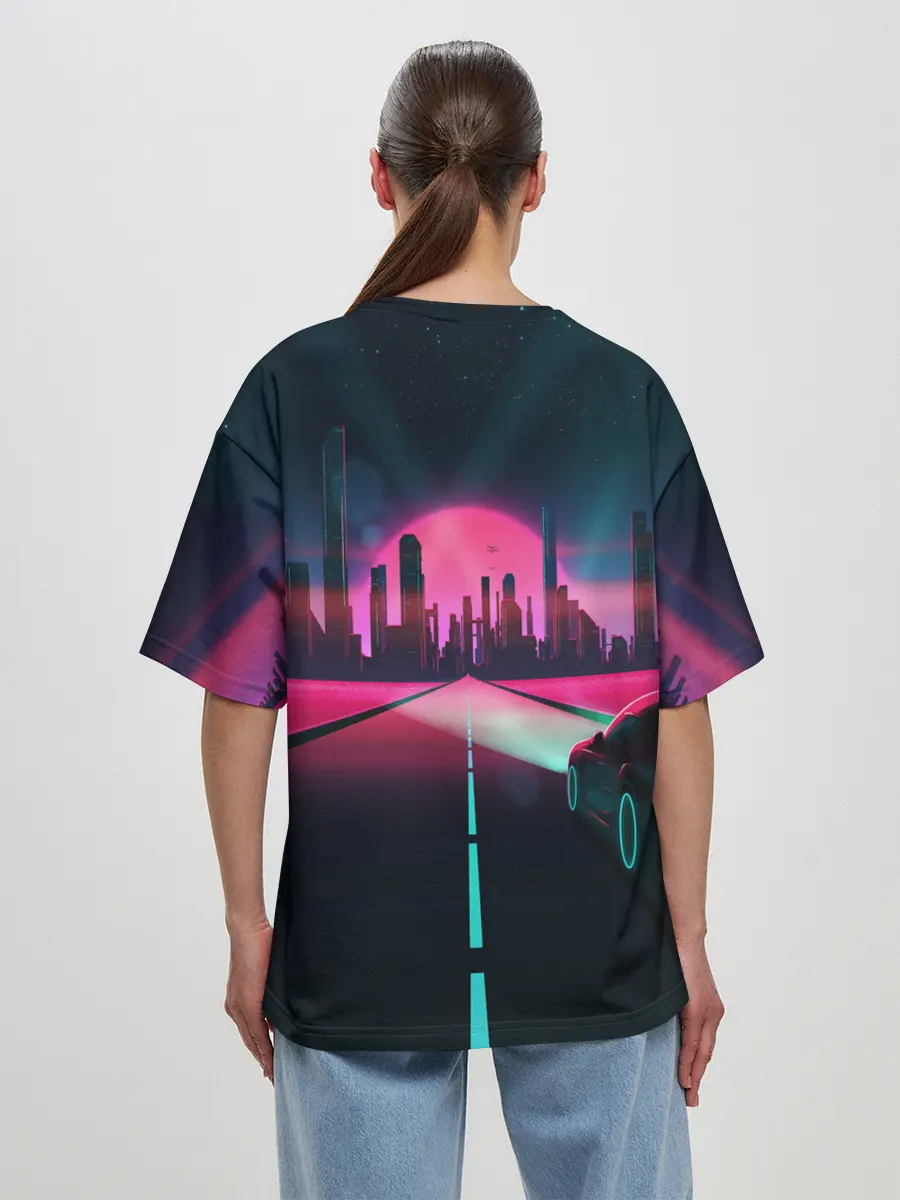Женская футболка оверсайз / НЕОНОВЫЙ ГОРОД