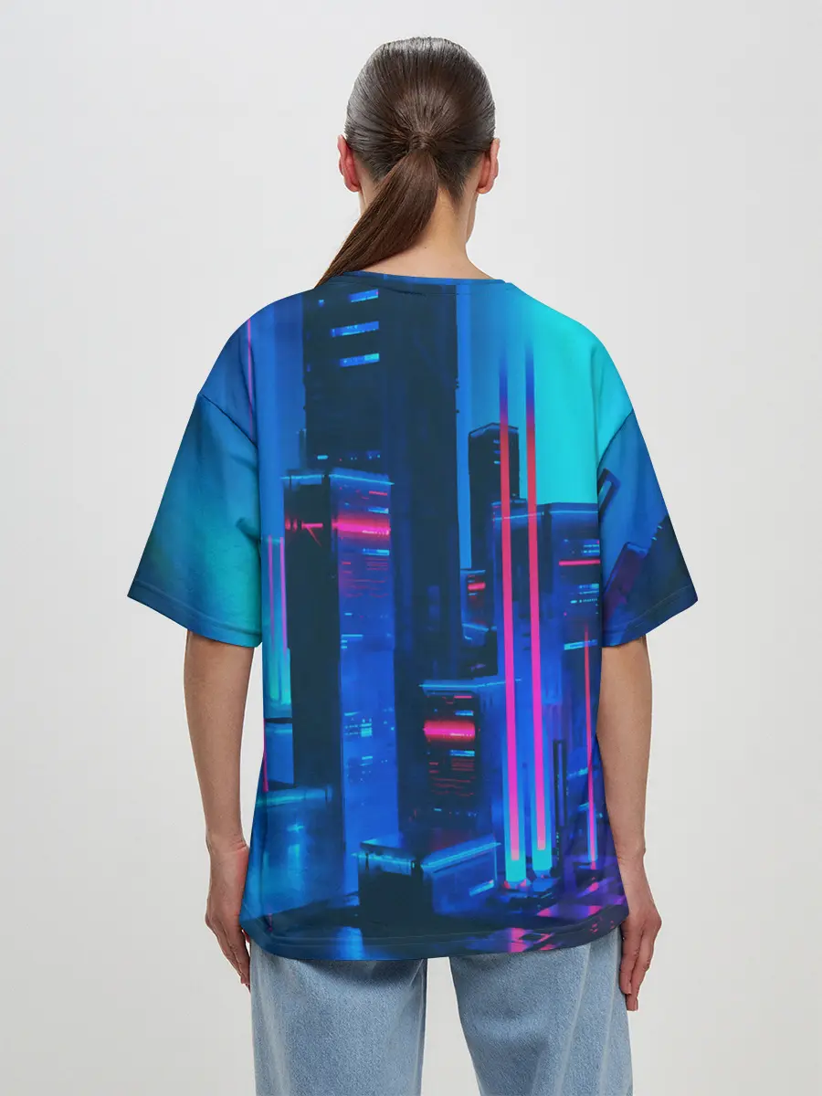 Женская футболка оверсайз / НОЧНОЙ ГОРОД