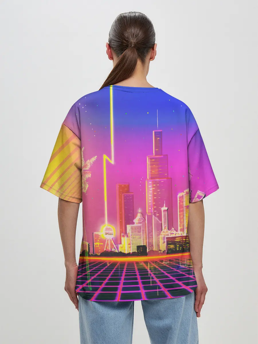 Женская футболка оверсайз / КИБЕР ГОРОД