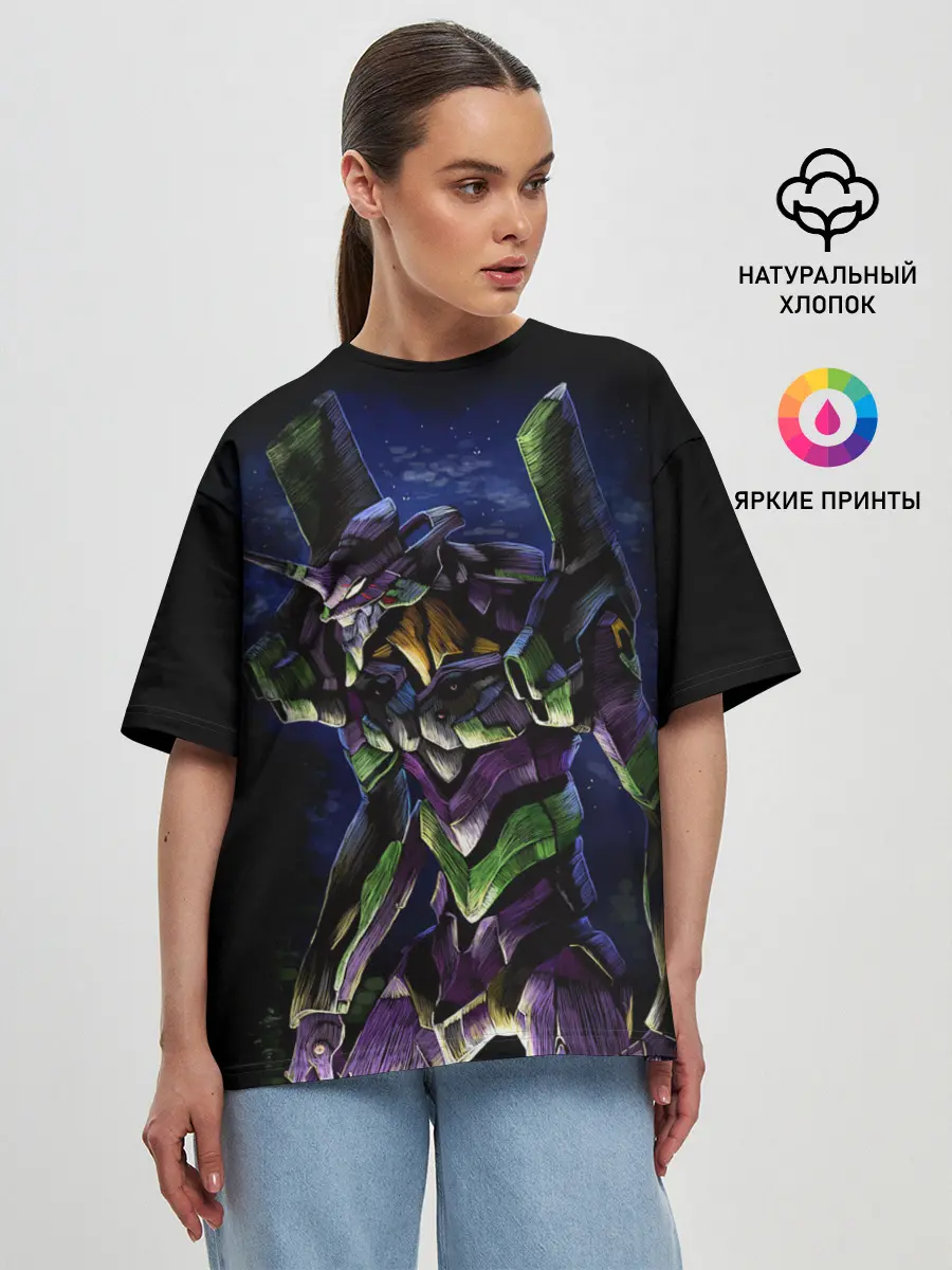Женская футболка оверсайз / Боевой робот Евангелион