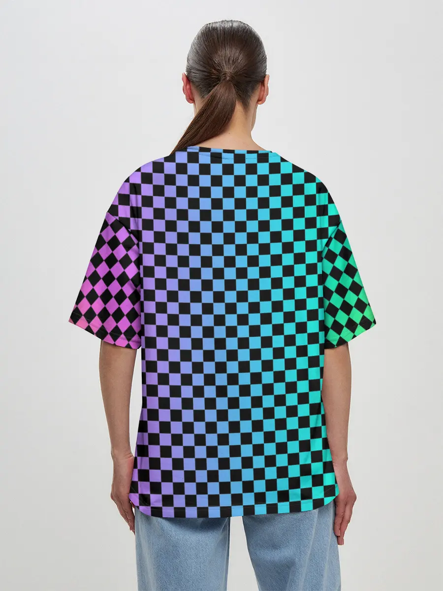 Женская футболка оверсайз / Checkerboard Color
