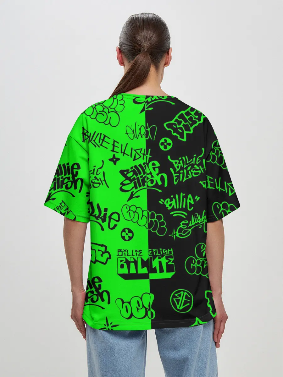 Женская футболка оверсайз / Billie Eilish Graffiti two col