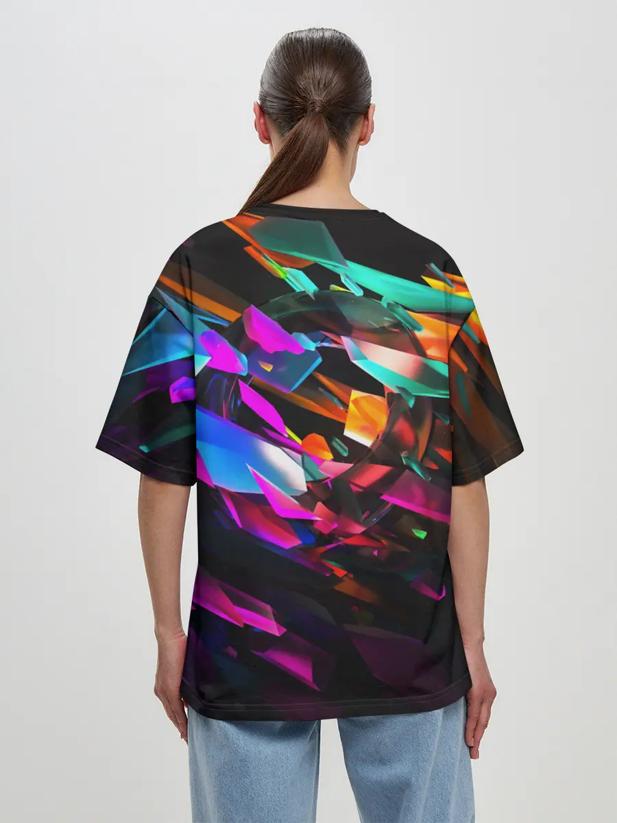 Женская футболка оверсайз / АБСТРАКЦИЯ НЕОНОВАЯ