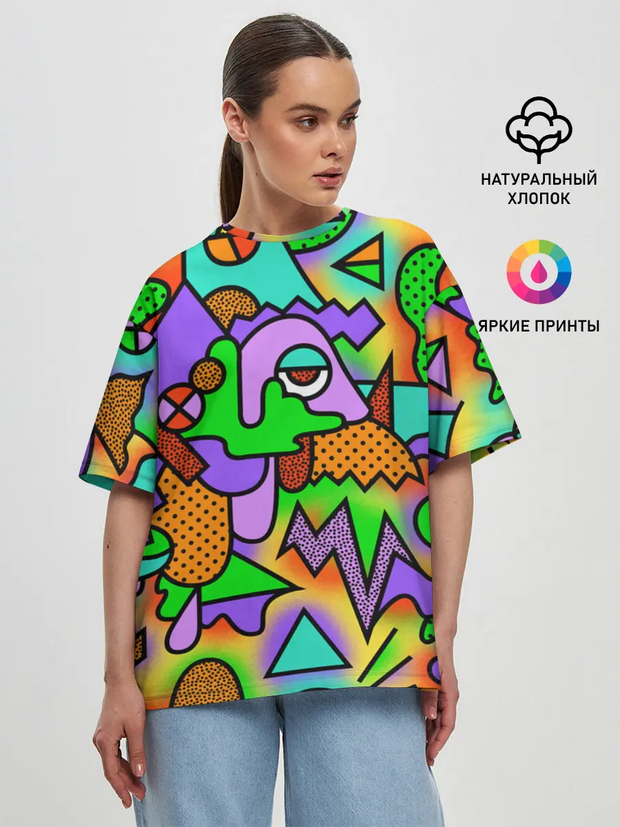 Женская футболка оверсайз / PSY GEOMETRY