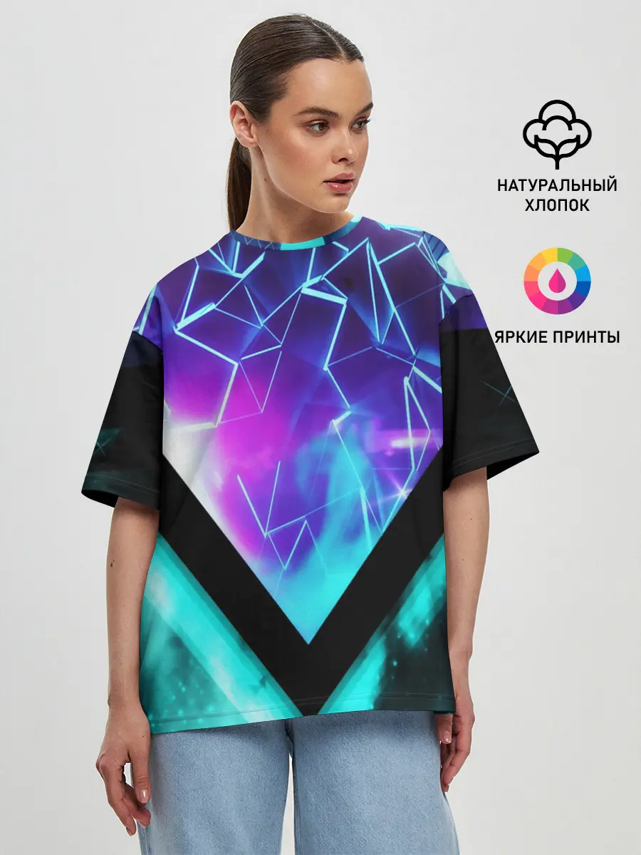 Женская футболка оверсайз / NEON GEOMETRY