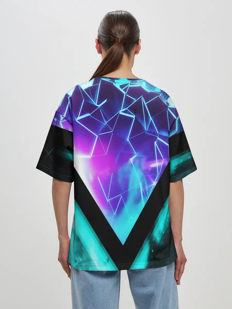 Женская футболка оверсайз / NEON GEOMETRY