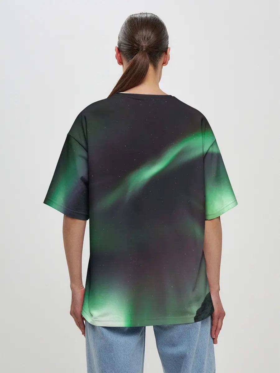 Женская футболка оверсайз / Северное сияние