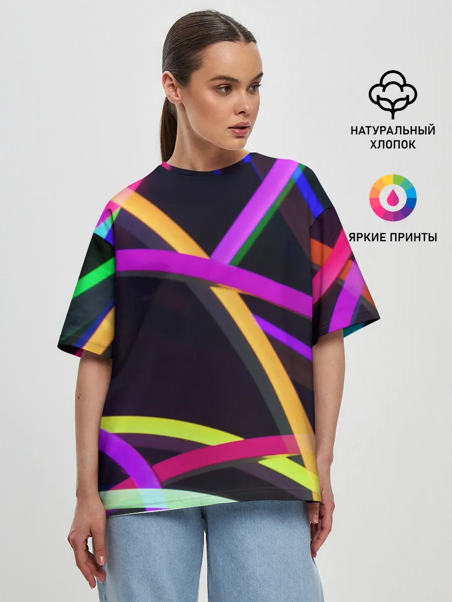 Женская футболка оверсайз / Светящиеся полосы