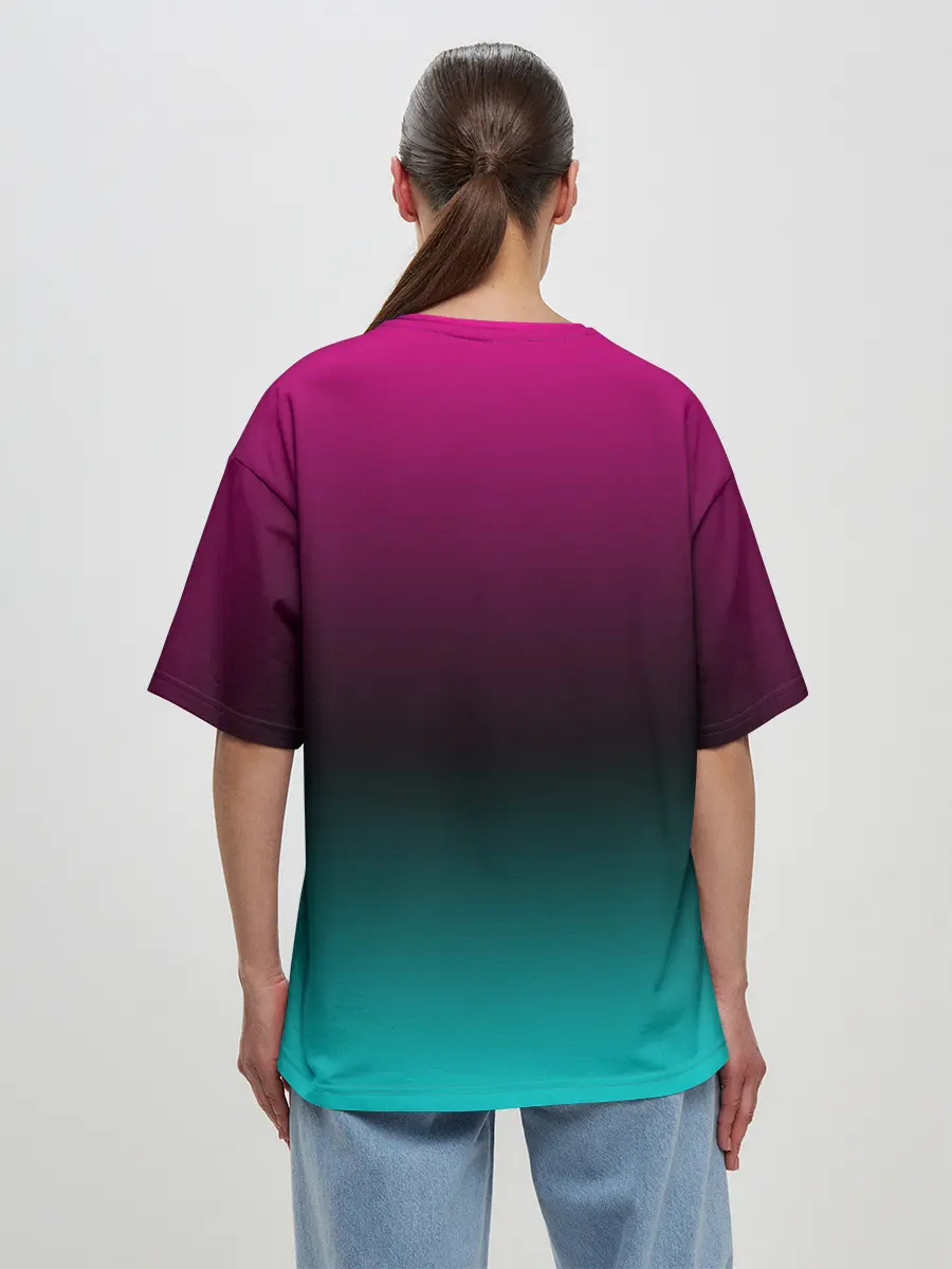 Женская футболка оверсайз / RETRO CYBER BEAR NEON