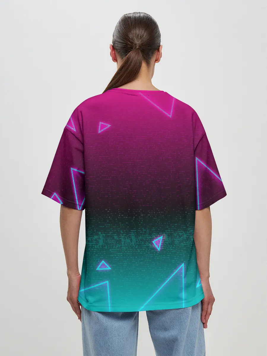 Женская футболка оверсайз / РЕТРО СКОРПИОН НЕОН