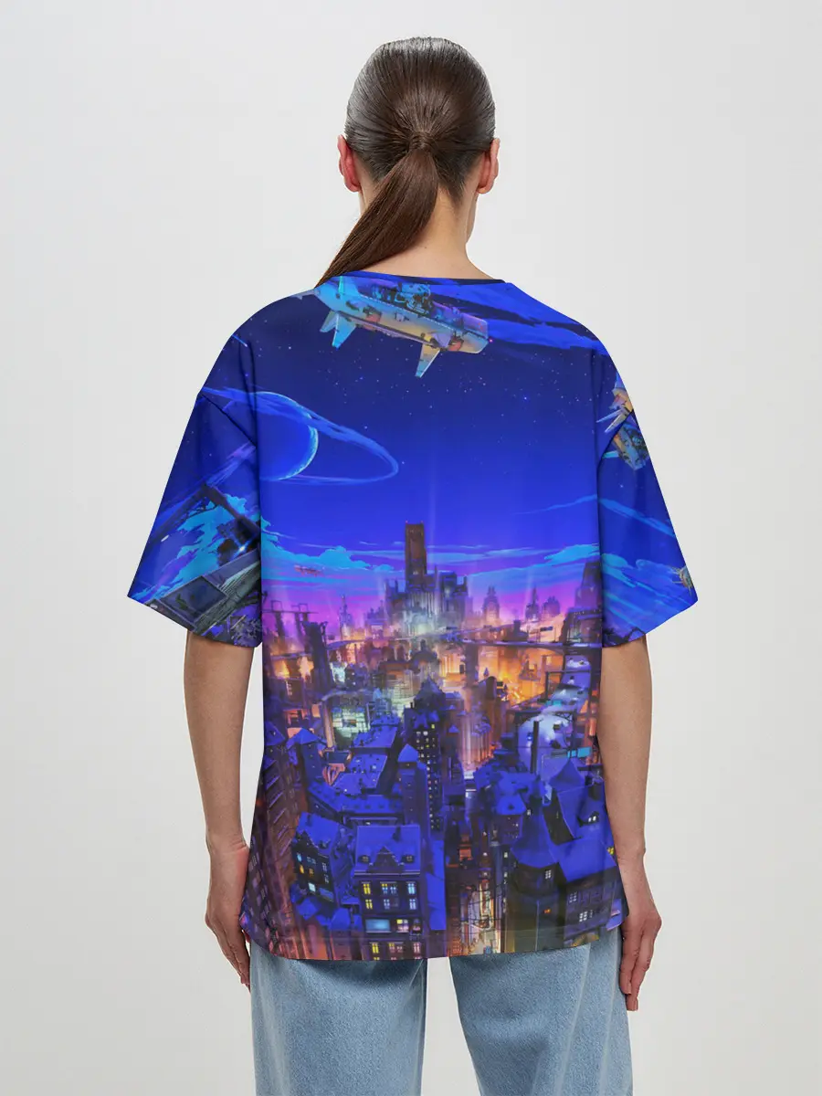 Женская футболка оверсайз / Сказочный город