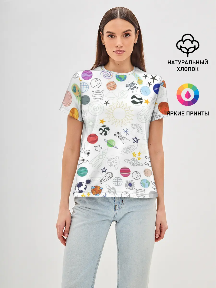 Женская базовая футболка / космос