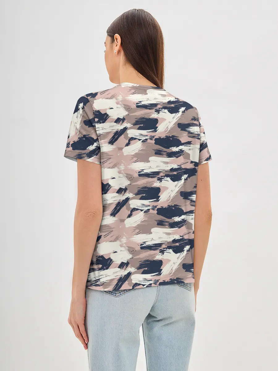 Женская базовая футболка / Кремовый камуфляж