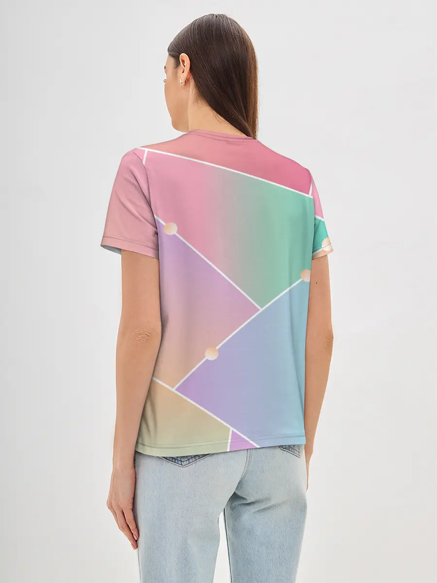 Женская базовая футболка / Нежные цвета геометрии
