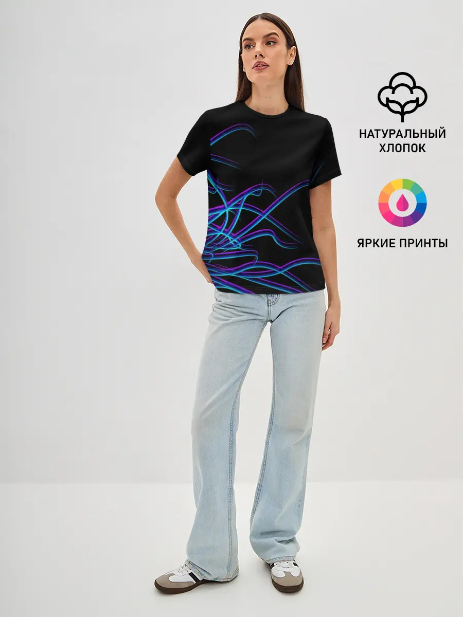 Женская базовая футболка / Неоновые Щупальцы