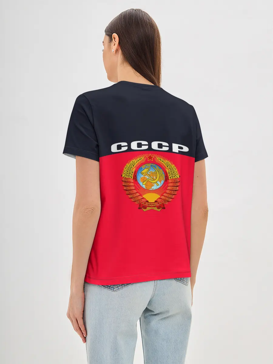 Женская базовая футболка / СТИЛЬ СССР + ДИЗАЙН СПИНЫ