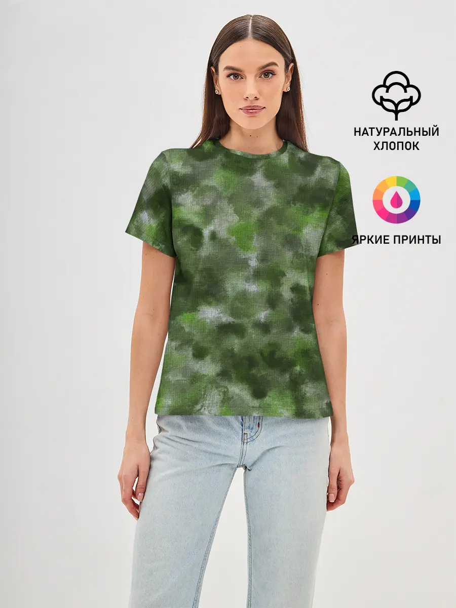 Женская базовая футболка / Canvas Green Camo