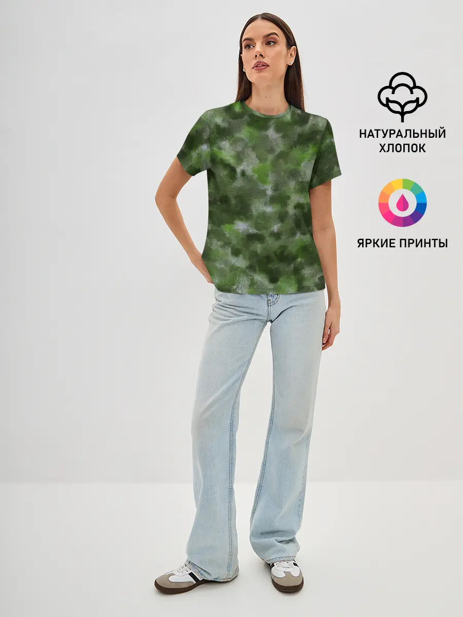 Женская базовая футболка / Canvas Green Camo