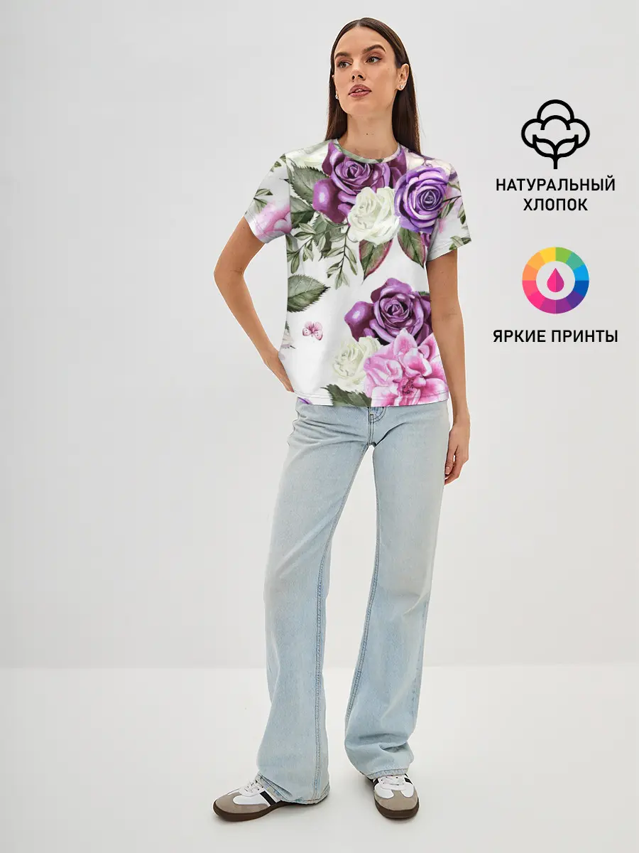 Женская базовая футболка / Красивые розы