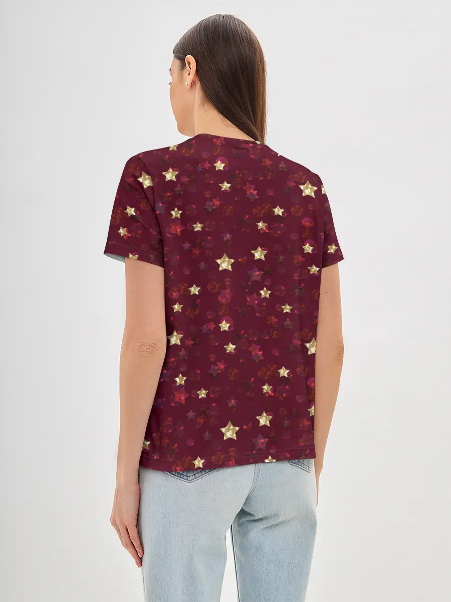 Женская базовая футболка / Россыпи золотых звезд