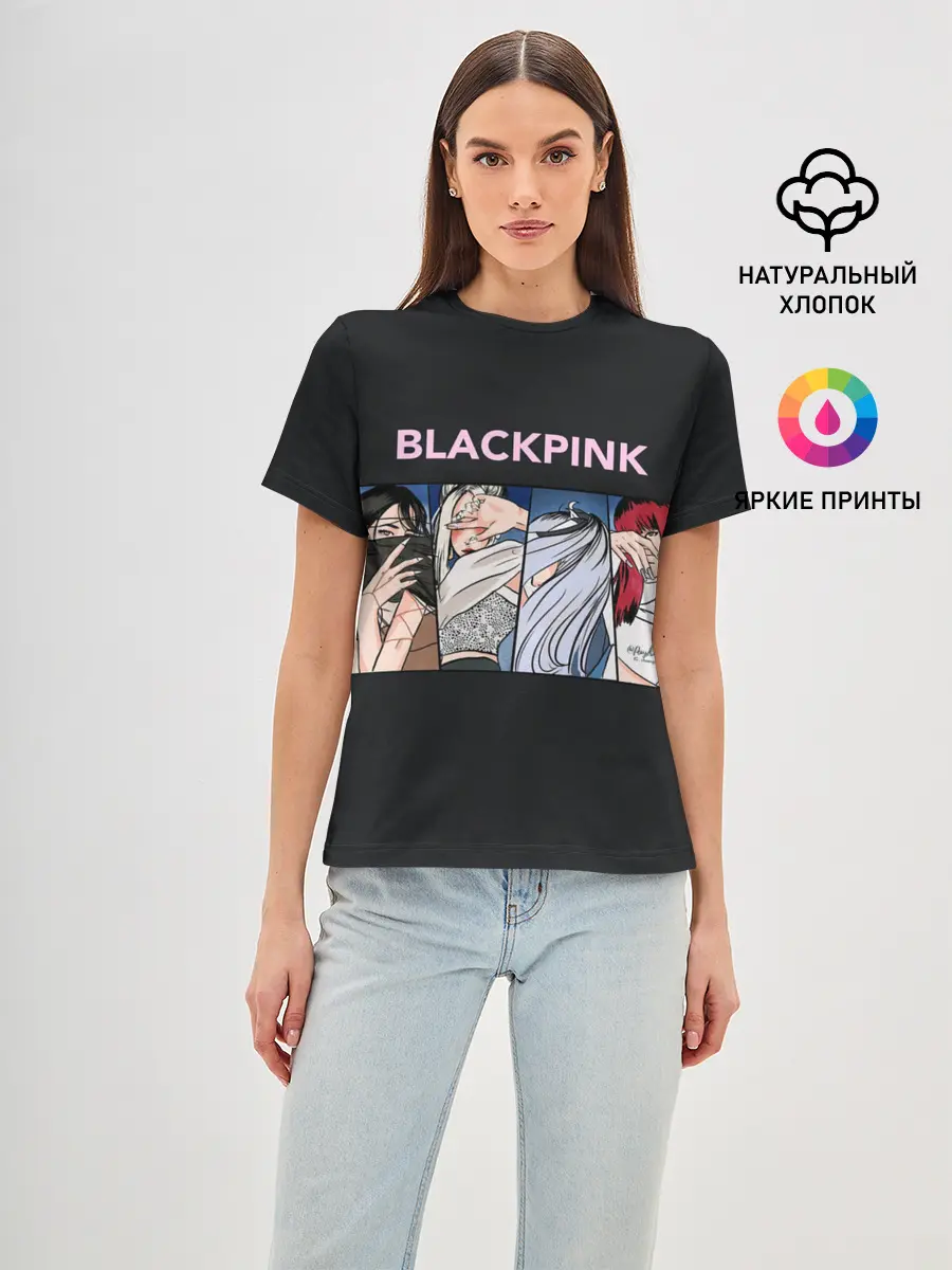 Женская базовая футболка / Hide eyes | Blackpink