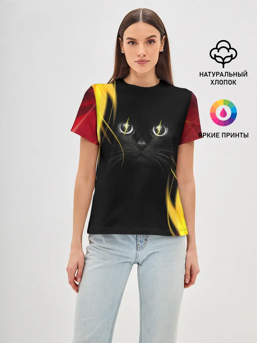 Женская базовая футболка / Грозовой кошак