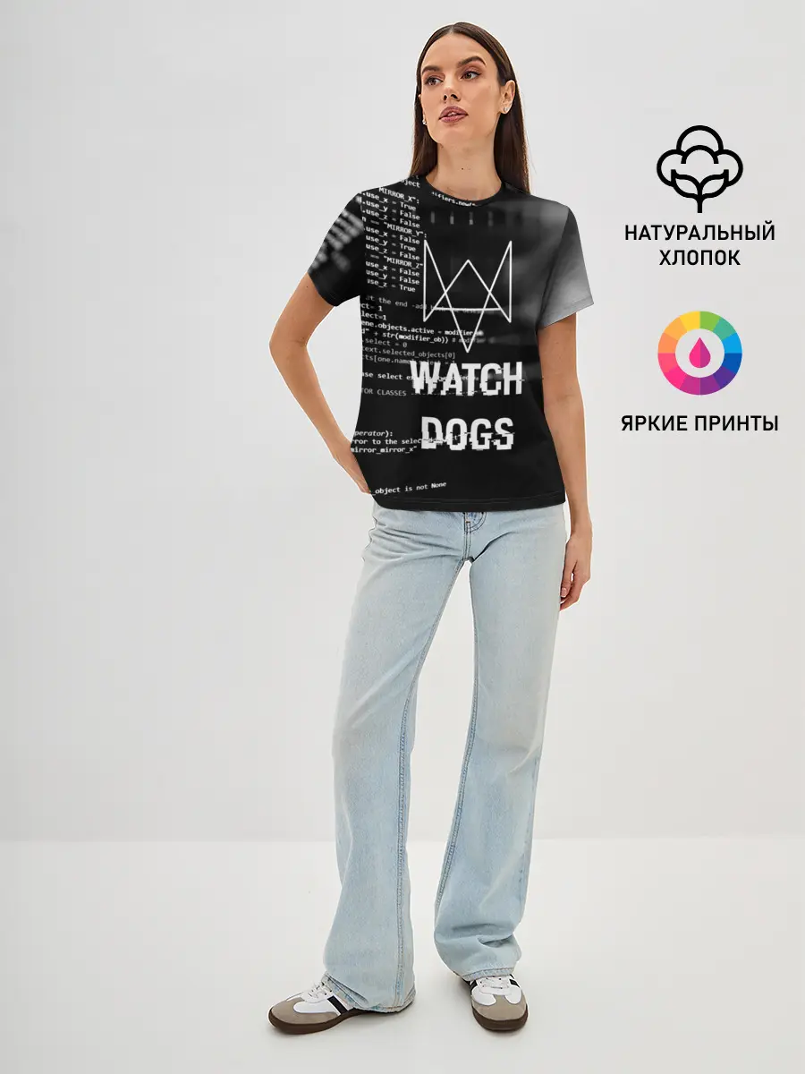Женская базовая футболка / Wath dogs 2 Хакер